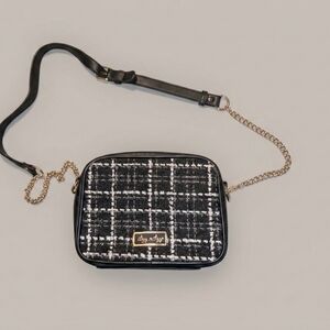 Itzy Ritzy Black and White Plaid Crossbody Bag